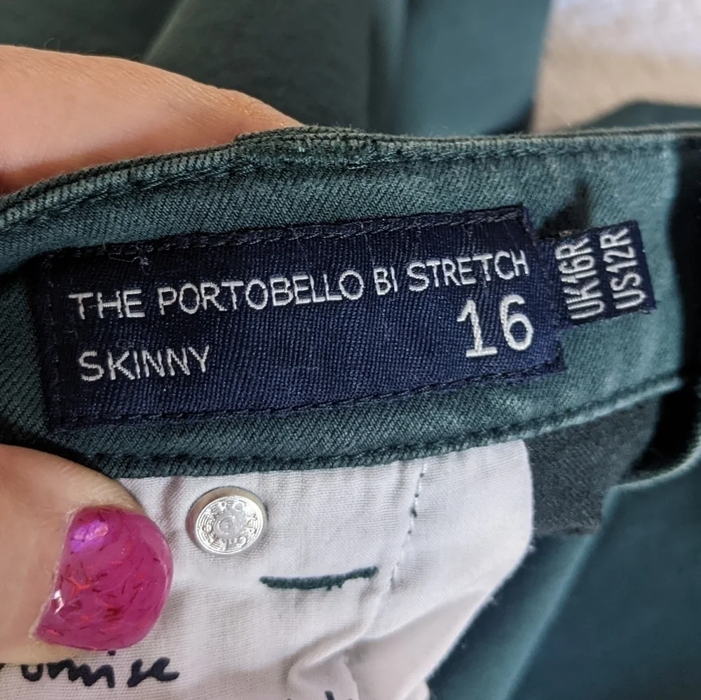 𝅺BODEN Forest Green Skinny Jeans 16 Portobello Bi Stretch